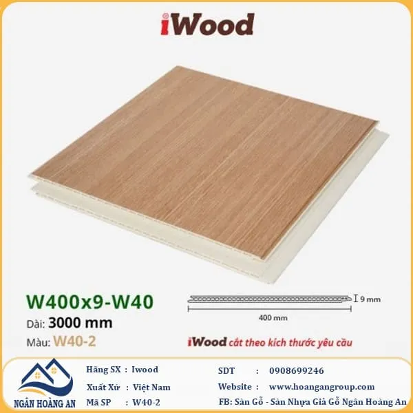Tấm Nhựa Ốp Tường Ốp Trần Nano Giả Gỗ Iwood W40-2